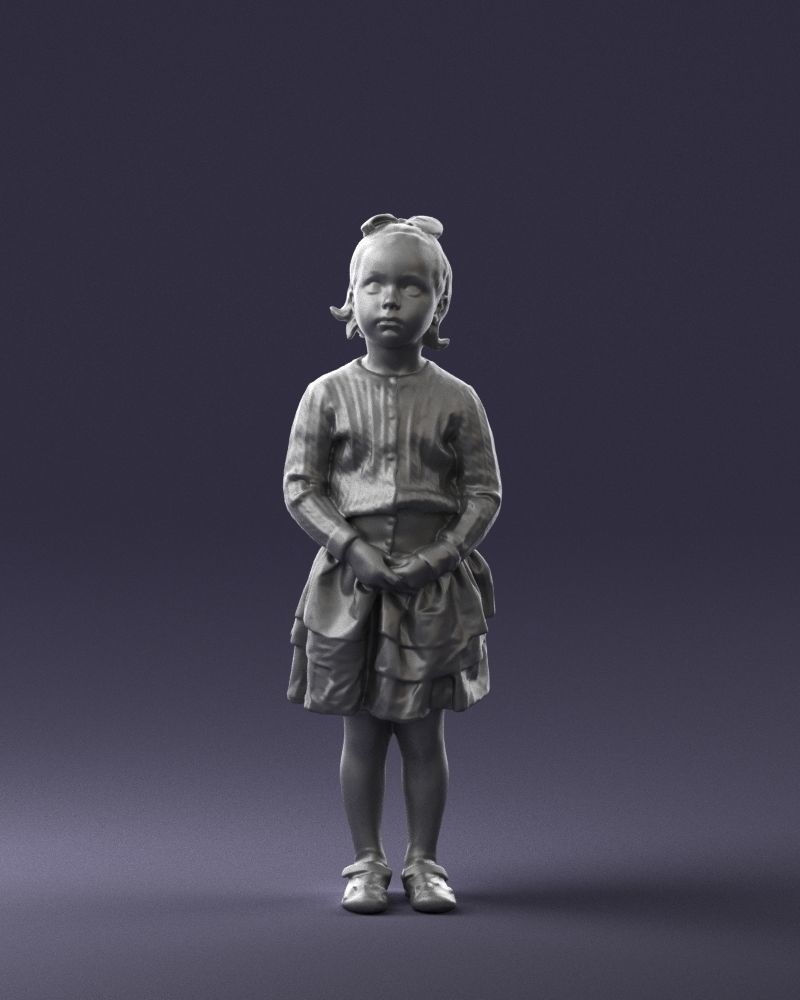 Little girl in pink skirt 0166 3D Print Ready 3D print model_34