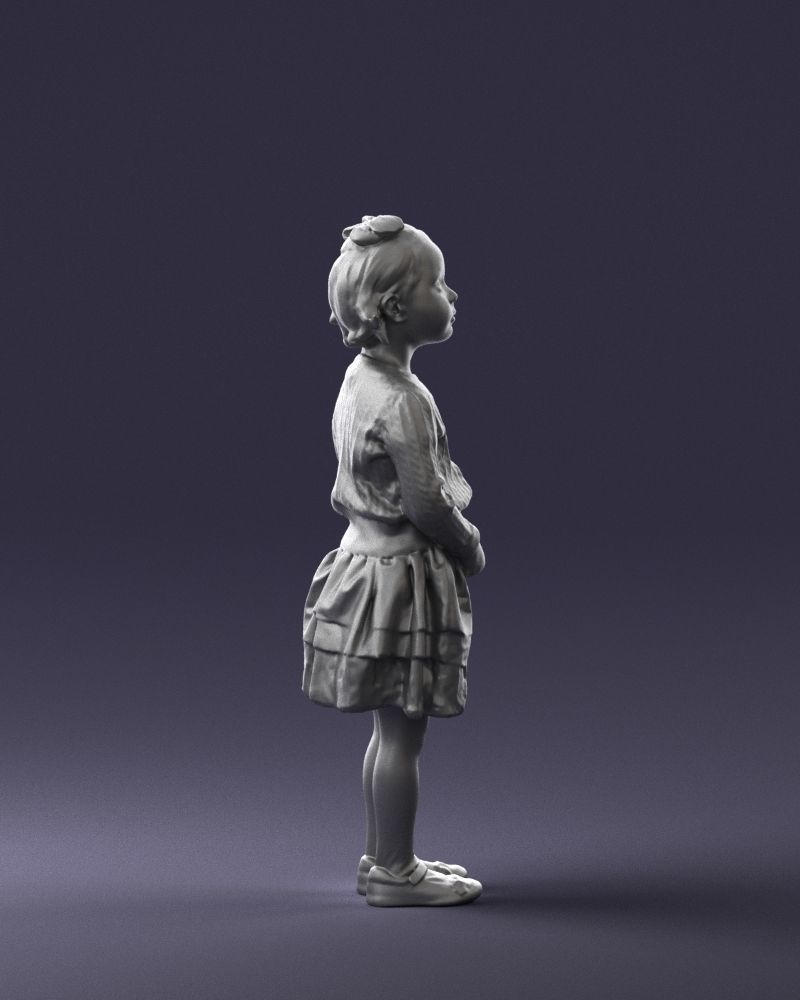 Little girl in pink skirt 0166 3D Print Ready 3D print model_13