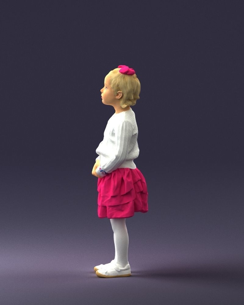 Little girl in pink skirt 0166 3D Print Ready 3D print model_24