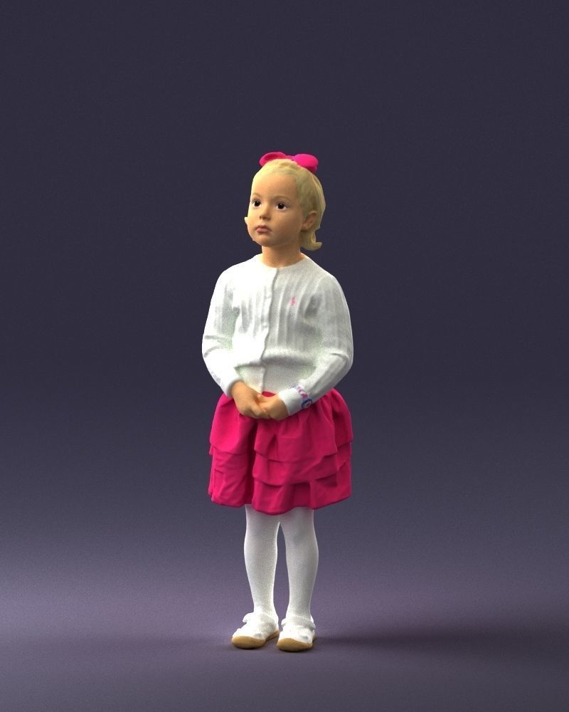 Little girl in pink skirt 0166 3D Print Ready 3D print model_30