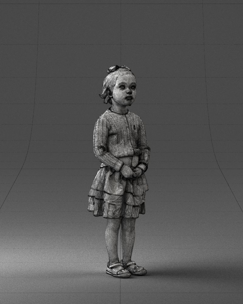 Little girl in pink skirt 0166 3D Print Ready 3D print model_8