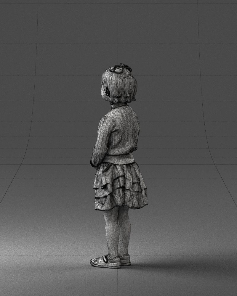 Little girl in pink skirt 0166 3D Print Ready 3D print model_23