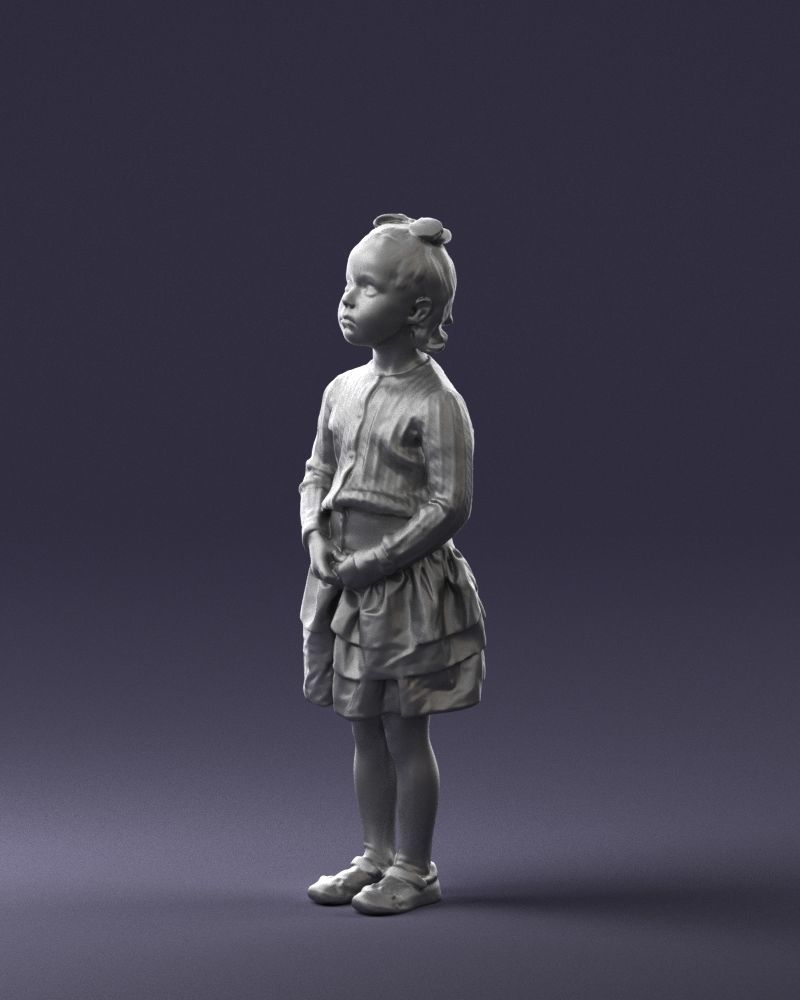 Little girl in pink skirt 0166 3D Print Ready 3D print model_28