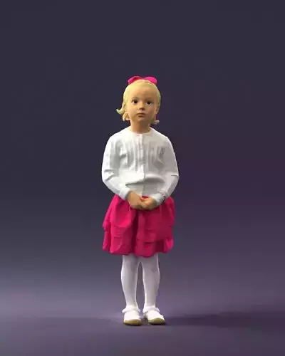 Little girl in pink skirt 0166 3D Print Ready