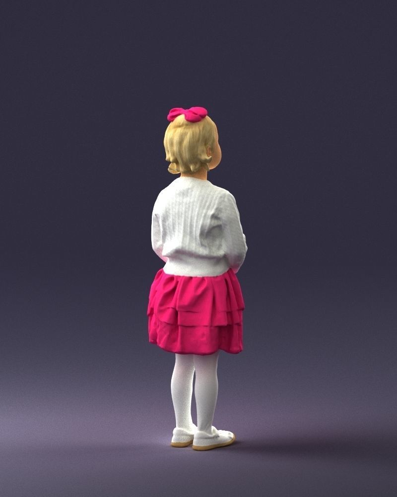 Little girl in pink skirt 0166 3D Print Ready 3D print model_15