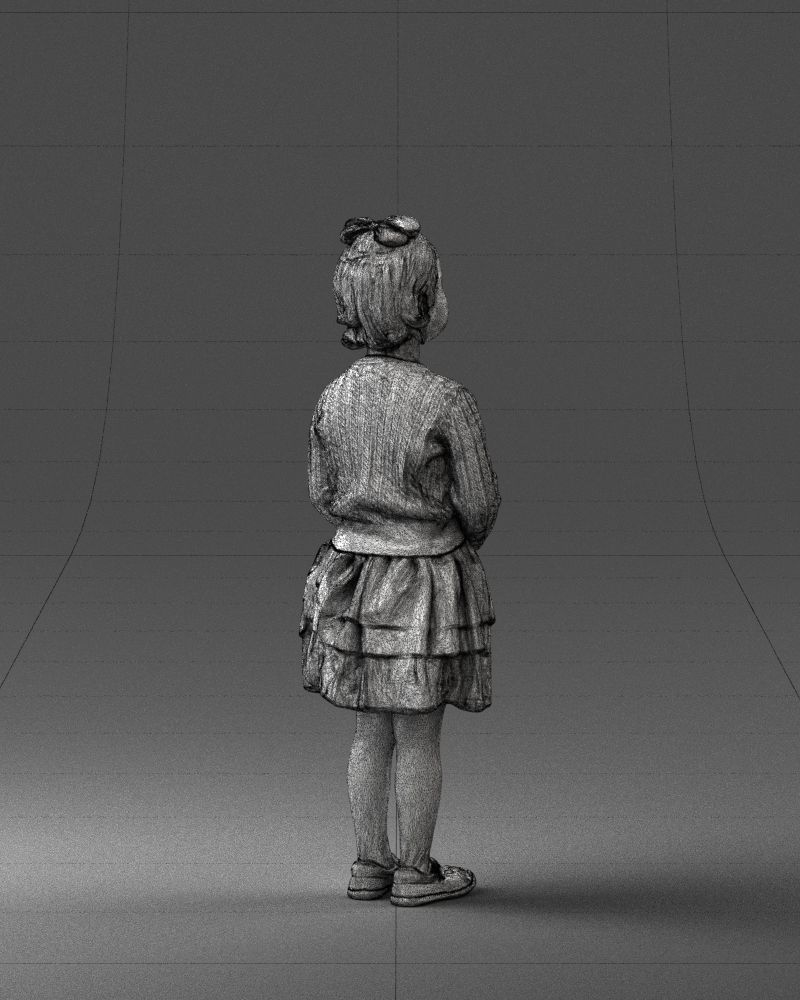 Little girl in pink skirt 0166 3D Print Ready 3D print model_17