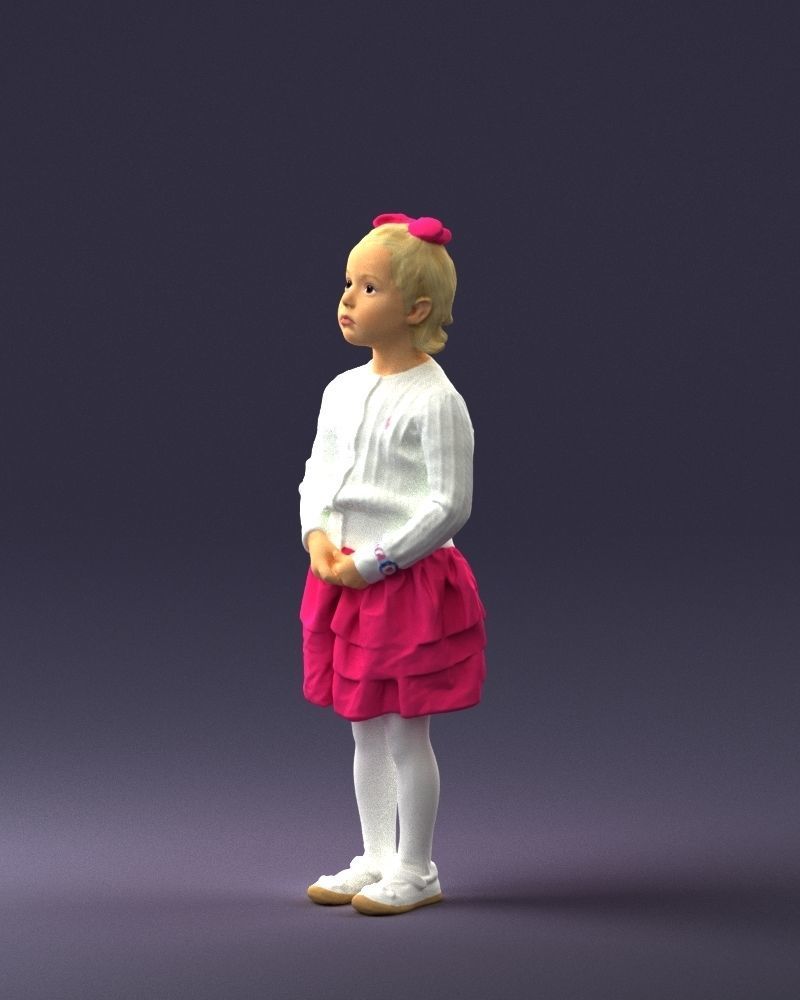 Little girl in pink skirt 0166 3D Print Ready 3D print model_27