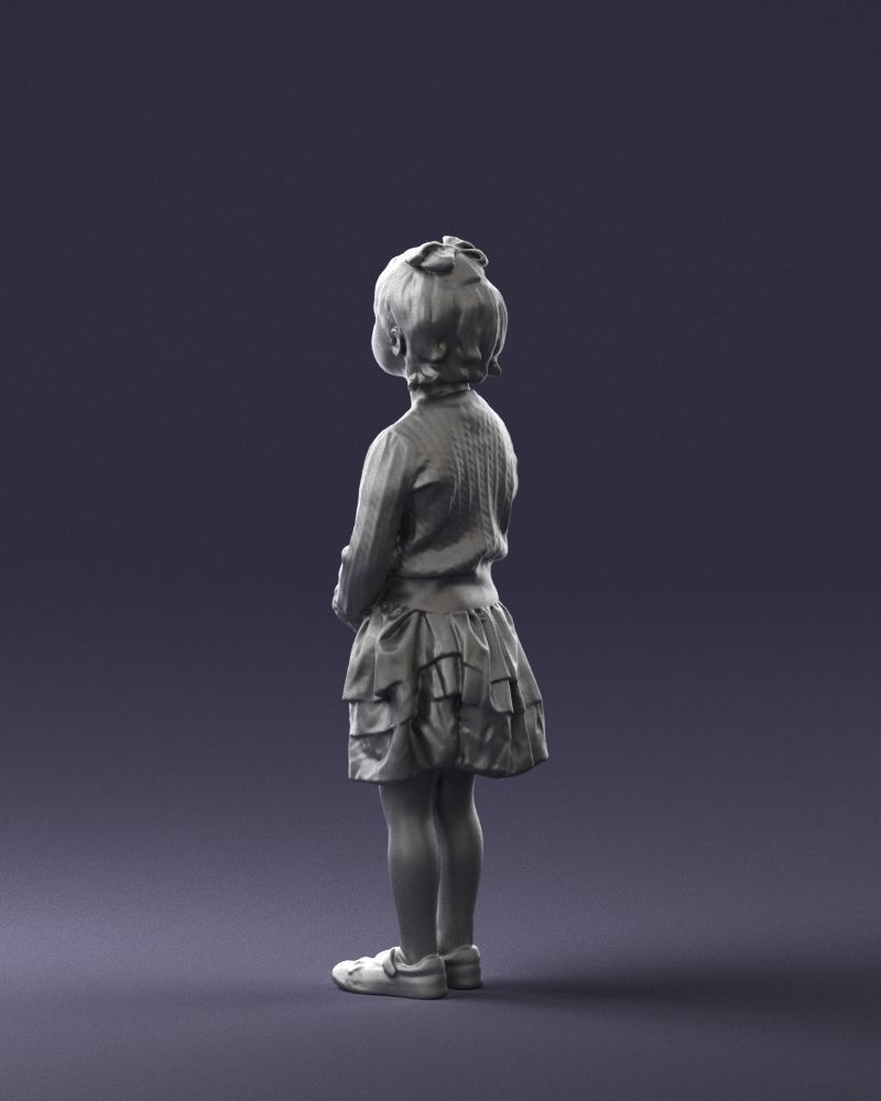 Little girl in pink skirt 0166 3D Print Ready 3D print model_22