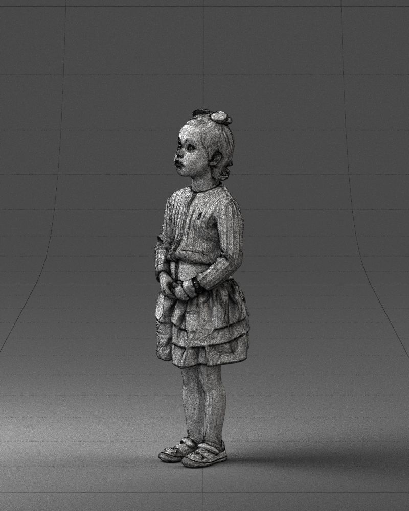 Little girl in pink skirt 0166 3D Print Ready 3D print model_29