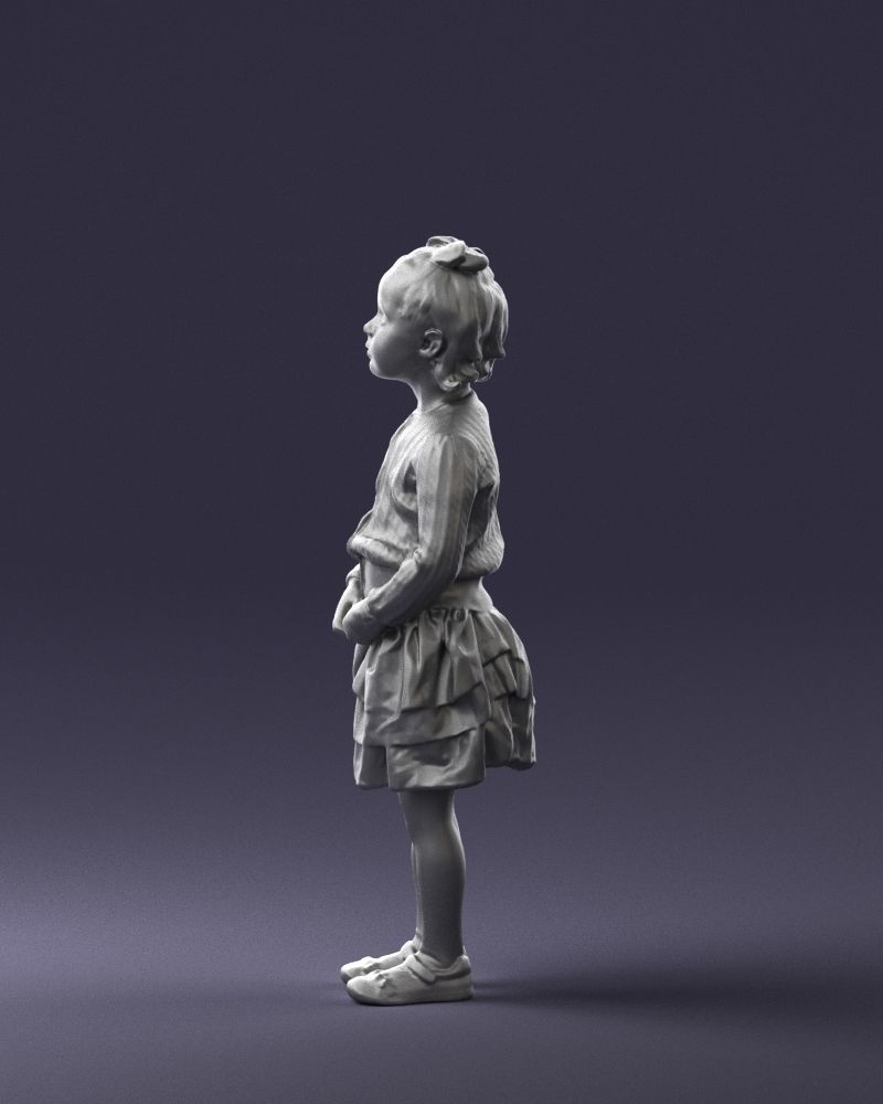 Little girl in pink skirt 0166 3D Print Ready 3D print model_25