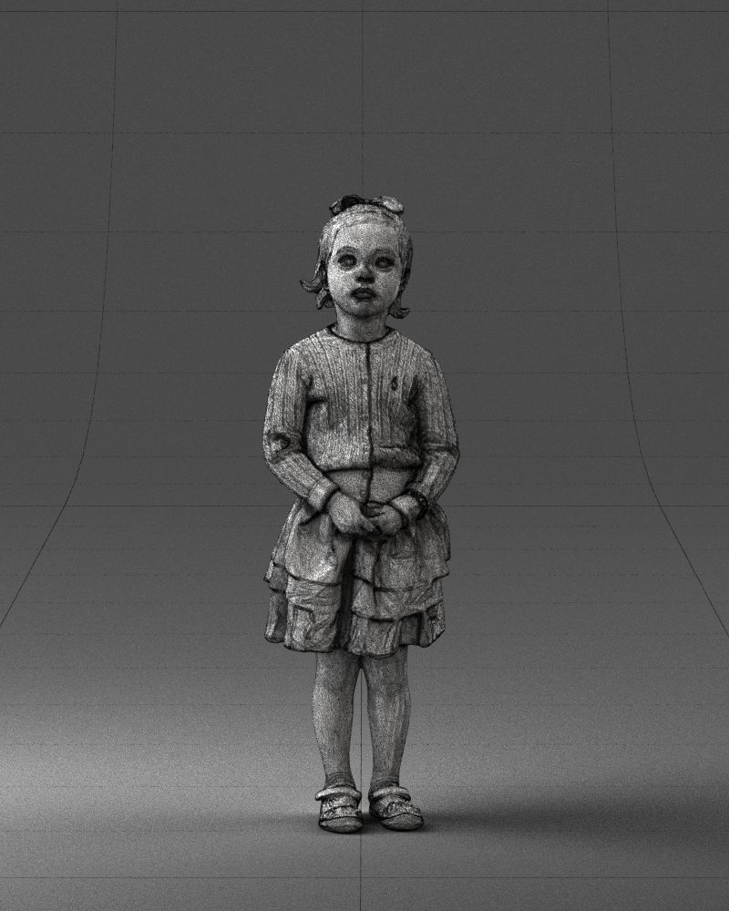 Little girl in pink skirt 0166 3D Print Ready 3D print model_38