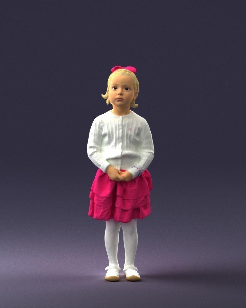Little girl in pink skirt 0166 3D Print Ready 3D print model_33