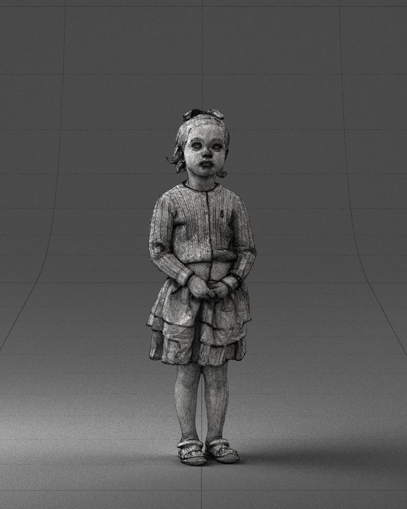 Little girl in pink skirt 0166 3D Print Ready 3D print model_5