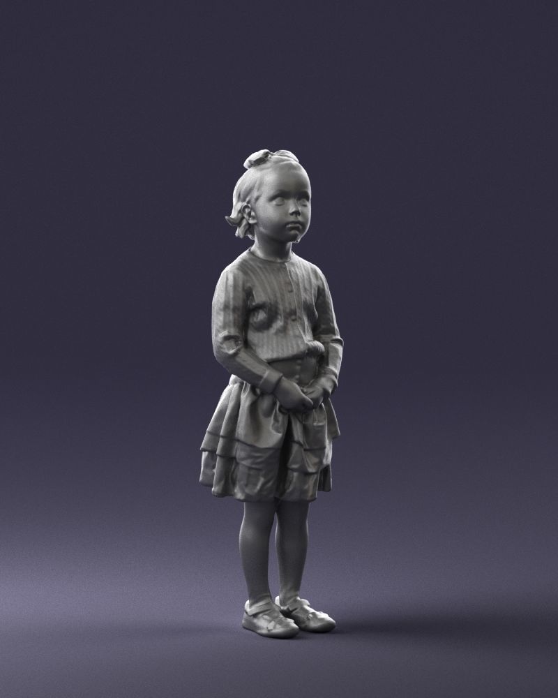 Little girl in pink skirt 0166 3D Print Ready 3D print model_7