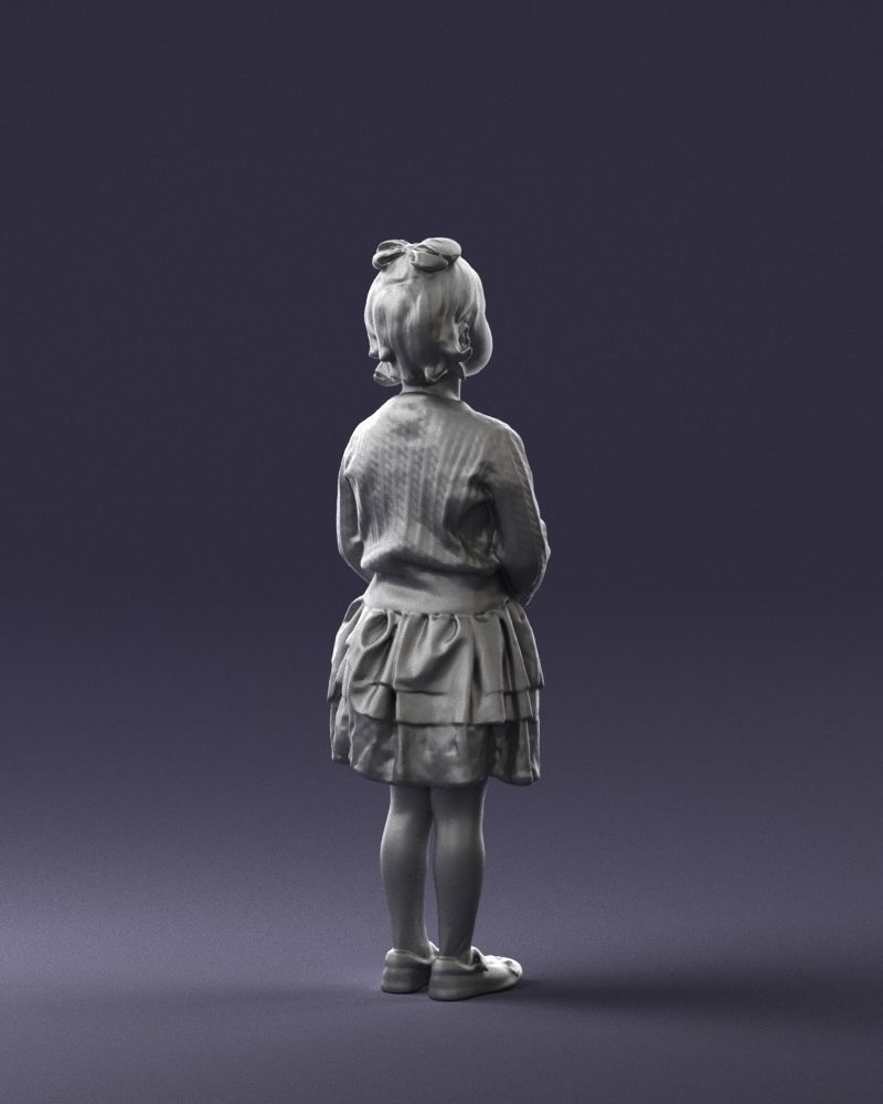 Little girl in pink skirt 0166 3D Print Ready 3D print model_16