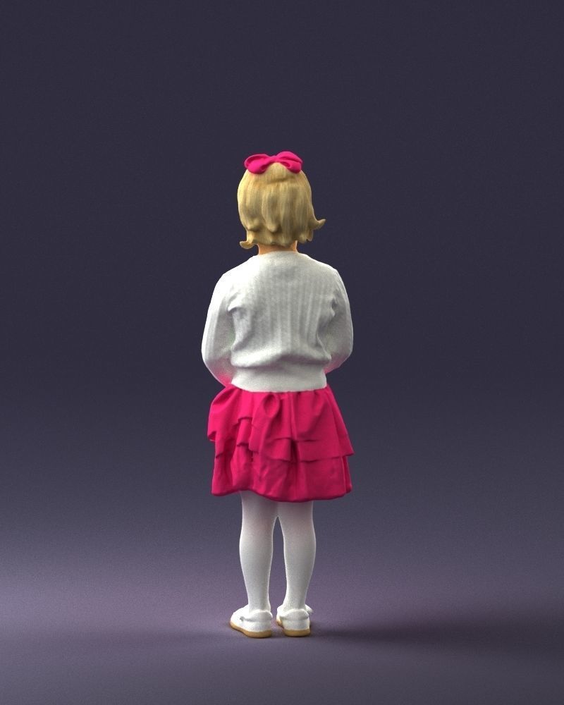 Little girl in pink skirt 0166 3D Print Ready 3D print model_18