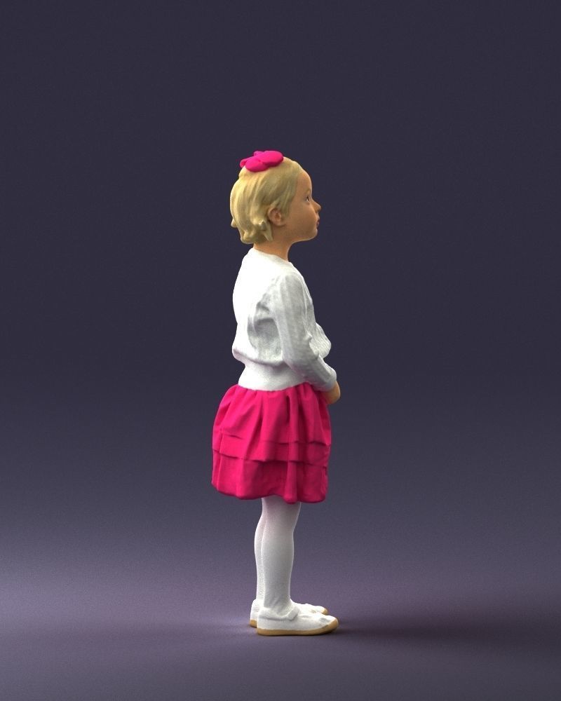 Little girl in pink skirt 0166 3D Print Ready 3D print model_12