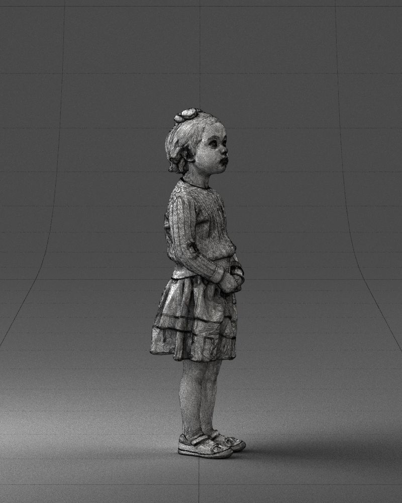 Little girl in pink skirt 0166 3D Print Ready 3D print model_11