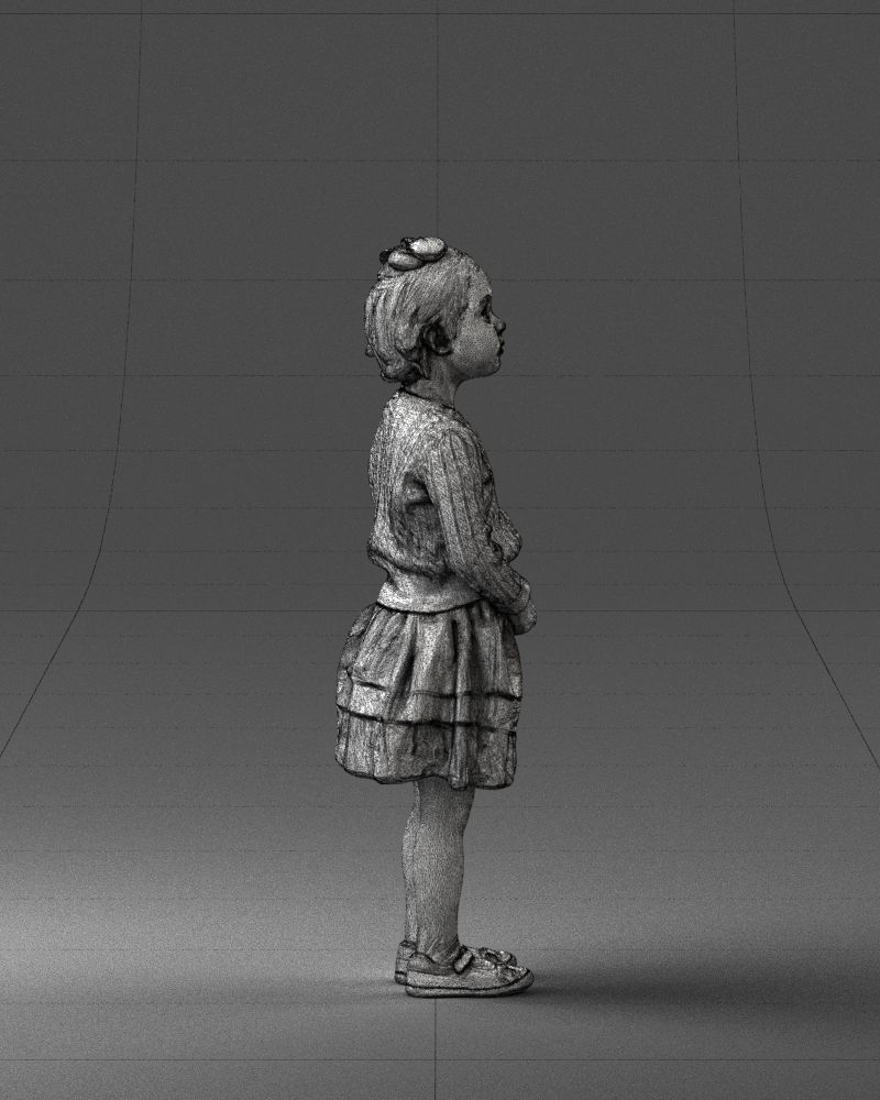 Little girl in pink skirt 0166 3D Print Ready 3D print model_14