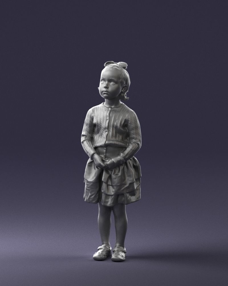 Little girl in pink skirt 0166 3D Print Ready 3D print model_31