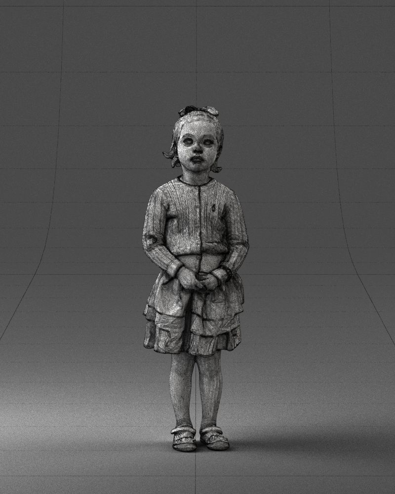 Little girl in pink skirt 0166 3D Print Ready 3D print model_2