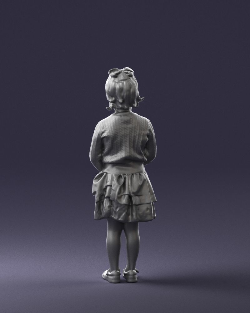 Little girl in pink skirt 0166 3D Print Ready 3D print model_19