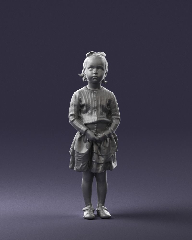 Little girl in pink skirt 0166 3D Print Ready 3D print model_37