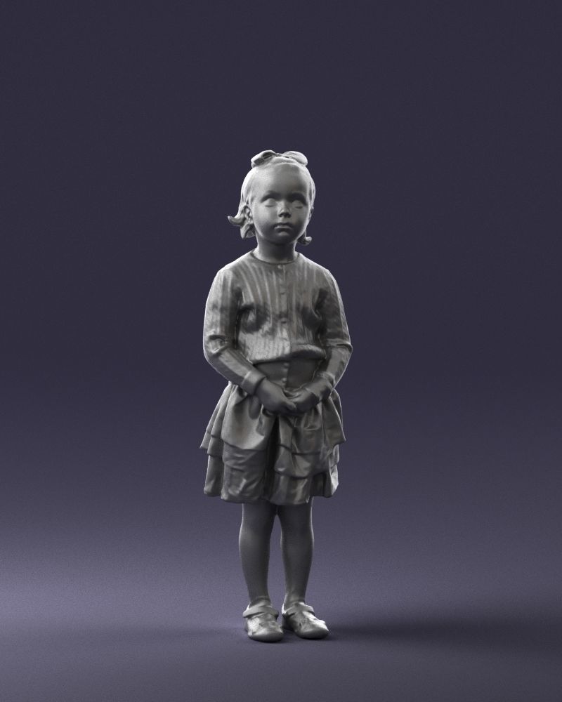 Little girl in pink skirt 0166 3D Print Ready 3D print model_4