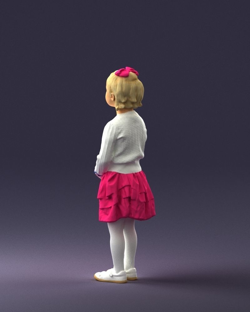 Little girl in pink skirt 0166 3D Print Ready 3D print model_21
