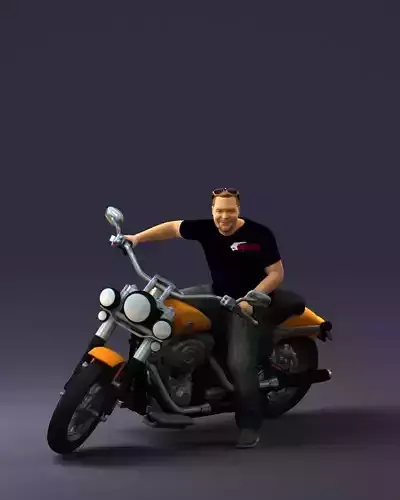 Man on motorcycle 0142 3D Print Ready 3D print model