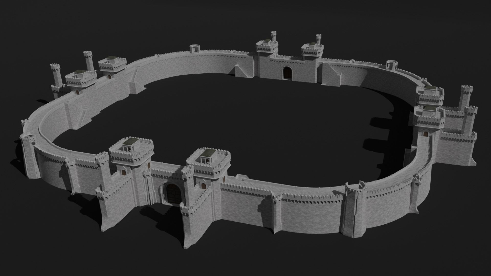 Modular castle walls - 17 pieces with 1 trim sheet texture Low-poly 3D model_8