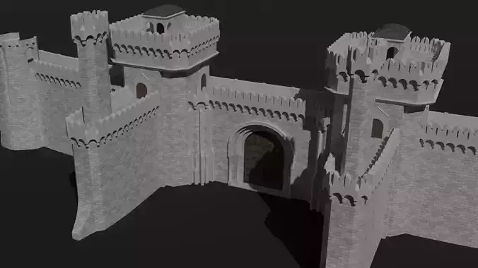 Modular castle walls - 17 pieces with 1 trim sheet texture