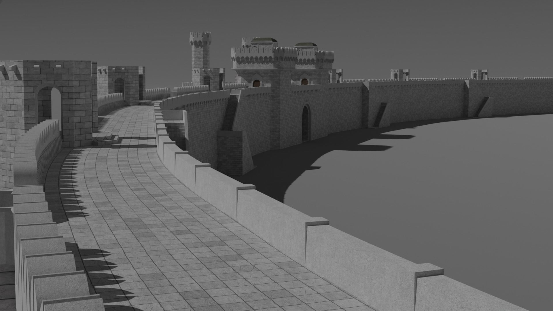 Modular castle walls - 17 pieces with 1 trim sheet texture Low-poly 3D model_18