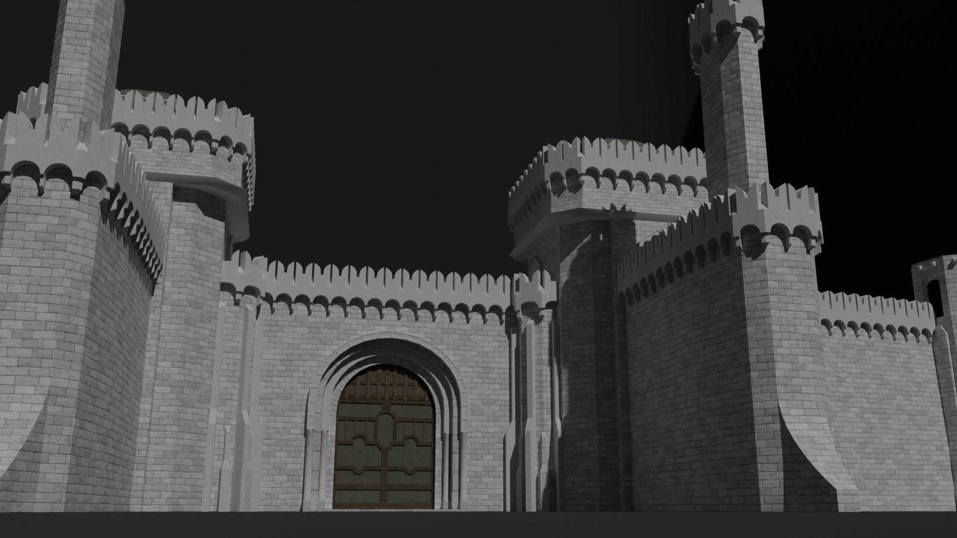 Modular castle walls - 17 pieces with 1 trim sheet texture Low-poly 3D model_4