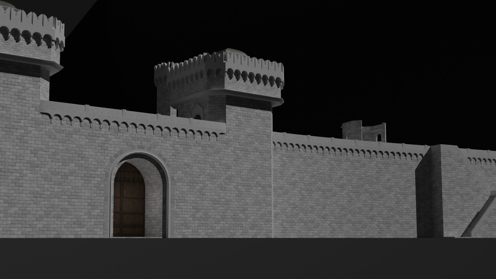 Modular castle walls - 17 pieces with 1 trim sheet texture Low-poly 3D model_17