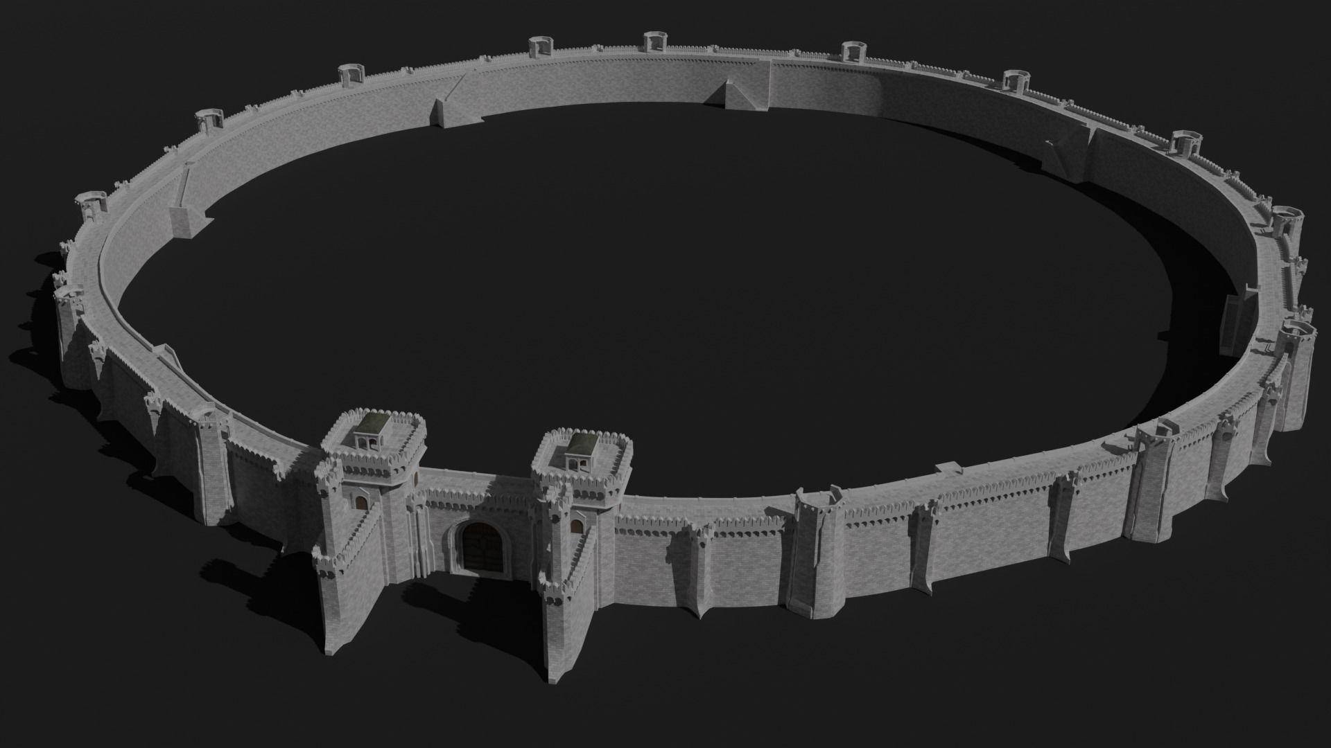 Modular castle walls - 17 pieces with 1 trim sheet texture Low-poly 3D model_10