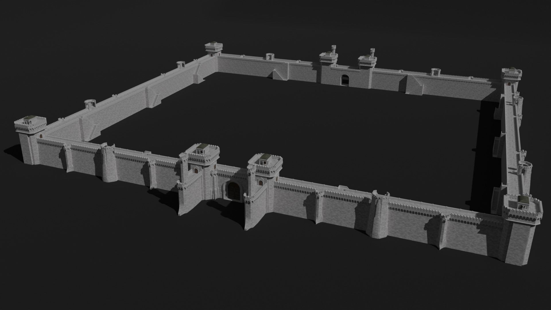 Modular castle walls - 17 pieces with 1 trim sheet texture Low-poly 3D model_5