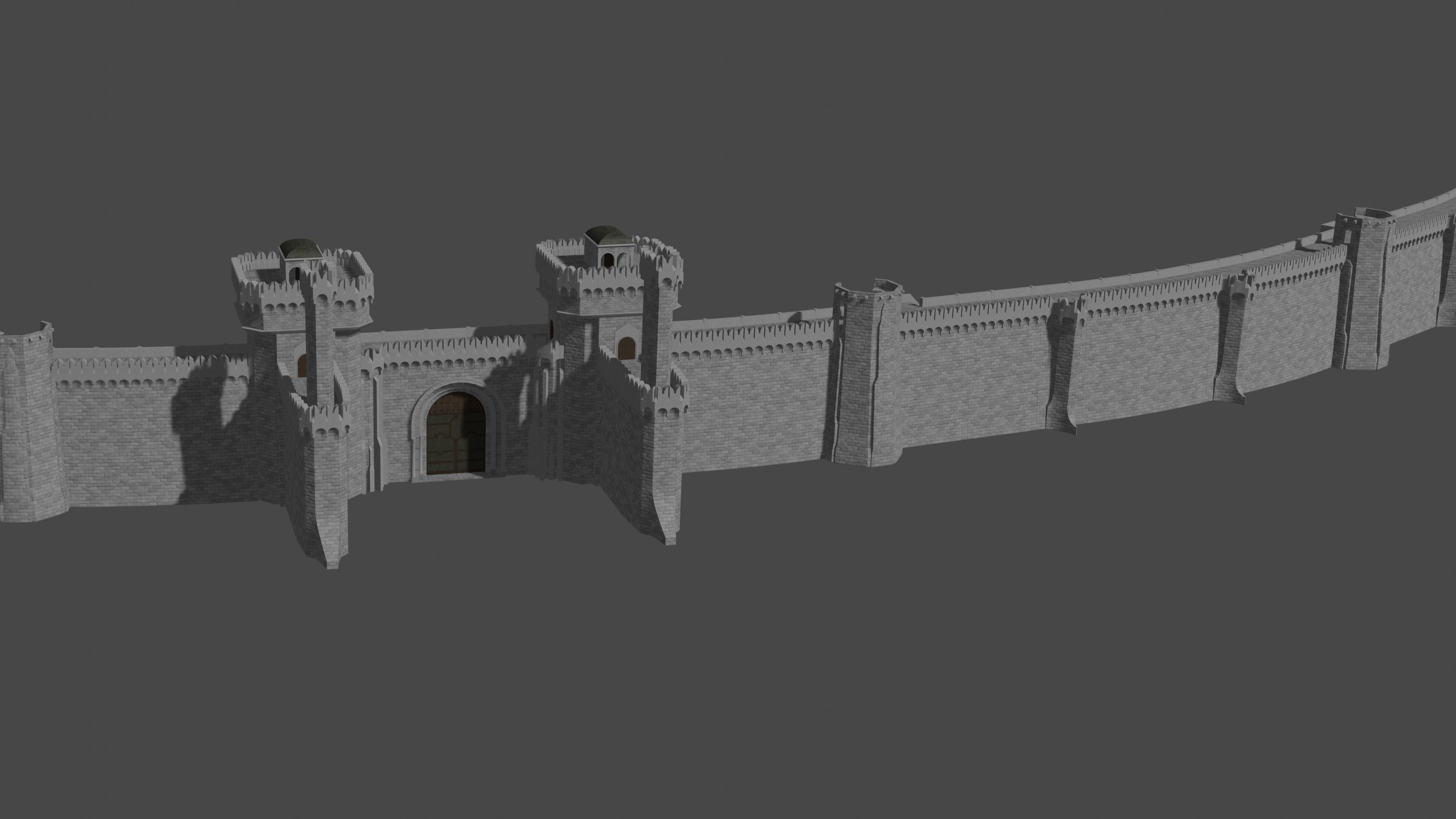 Modular castle walls - 17 pieces with 1 trim sheet texture Low-poly 3D model_19