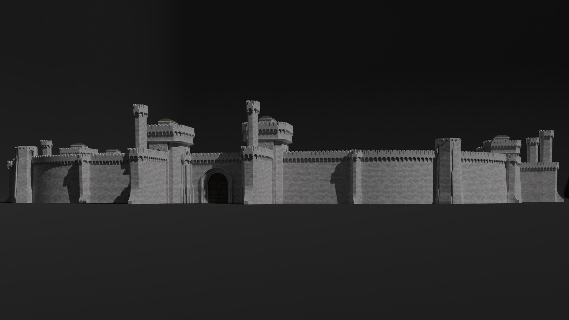 Modular castle walls - 17 pieces with 1 trim sheet texture Low-poly 3D model_7