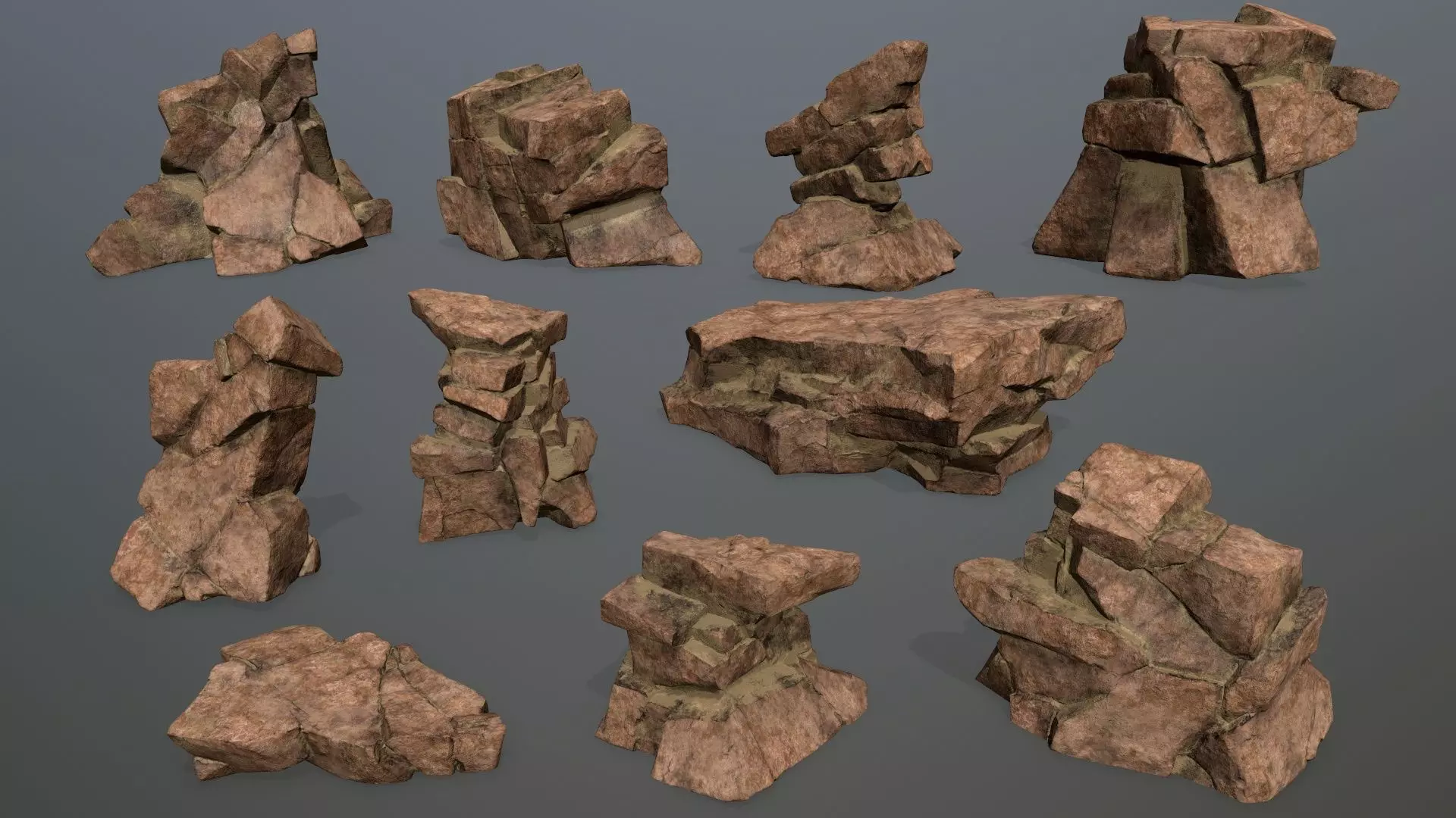 desert rocks Low-poly 3D model_0