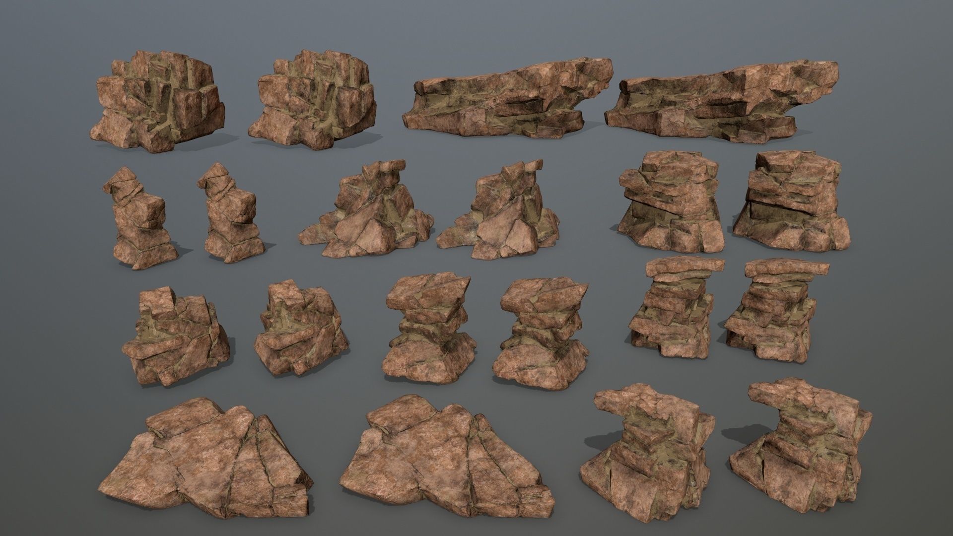 desert rocks Low-poly 3D model_20