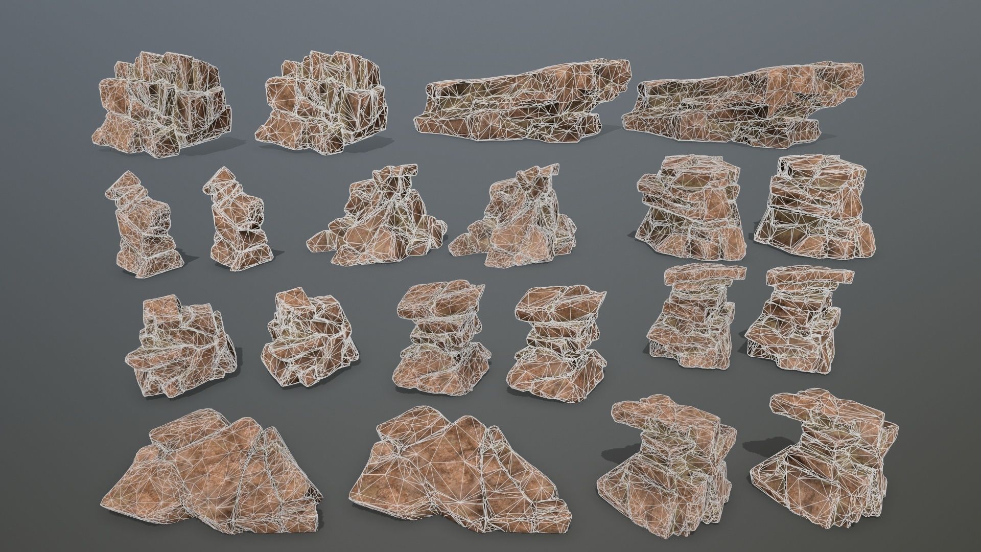 desert rocks Low-poly 3D model_21
