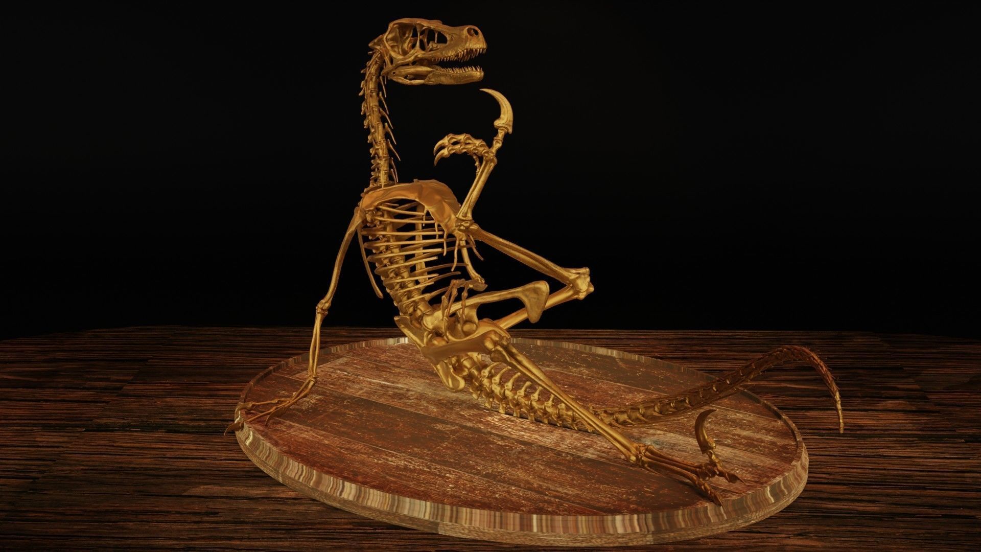 Velociraptor Skeleton Meme Diorama Philosoraptor 3D print model_6
