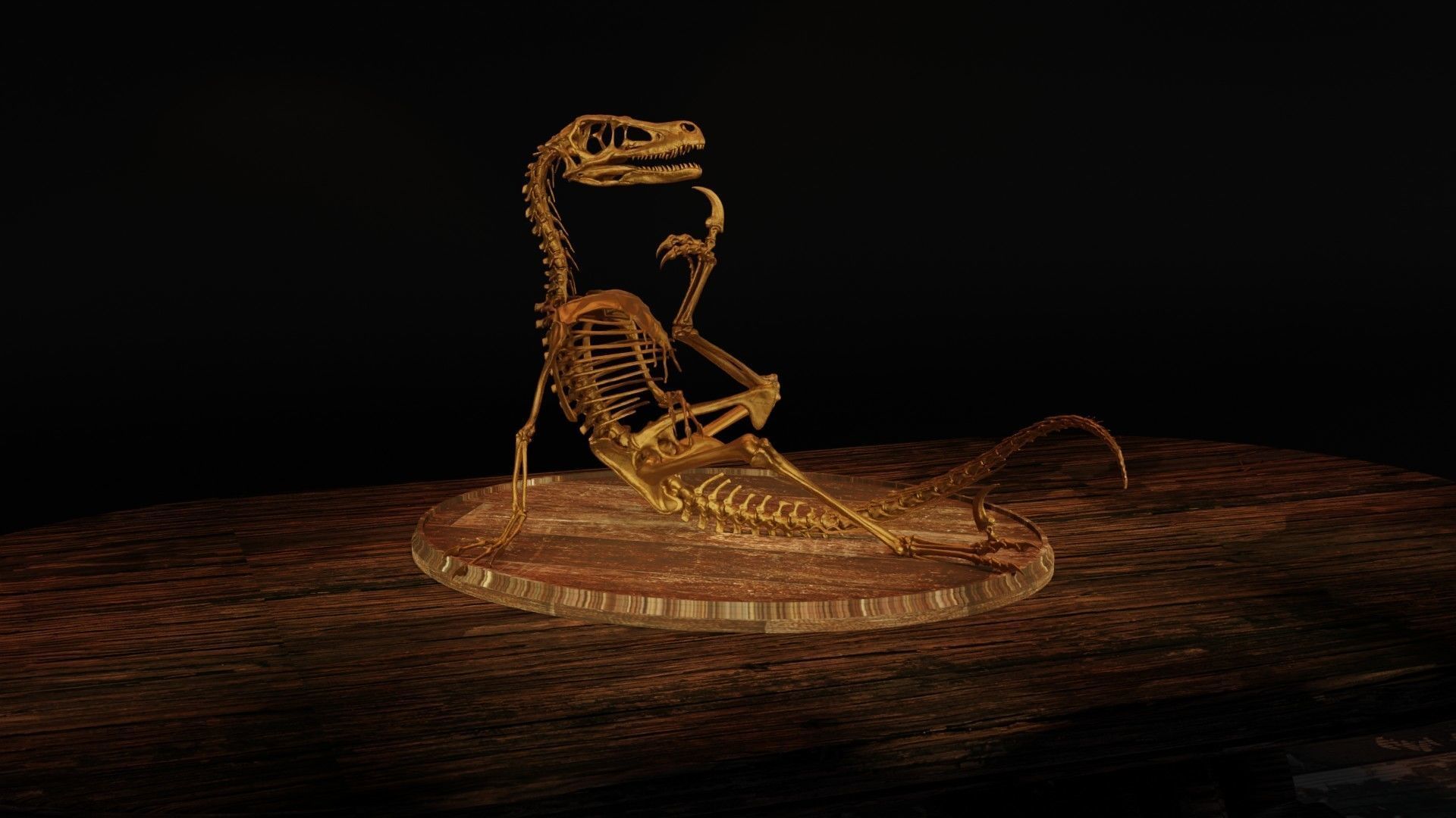 Velociraptor Skeleton Meme Diorama Philosoraptor 3D print model_1