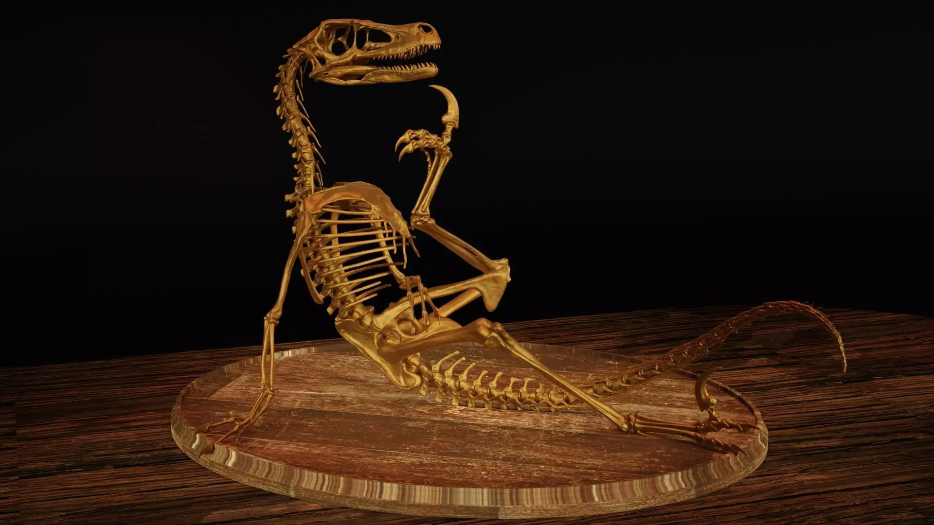 Velociraptor Skeleton Meme Diorama Philosoraptor 3D print model_0