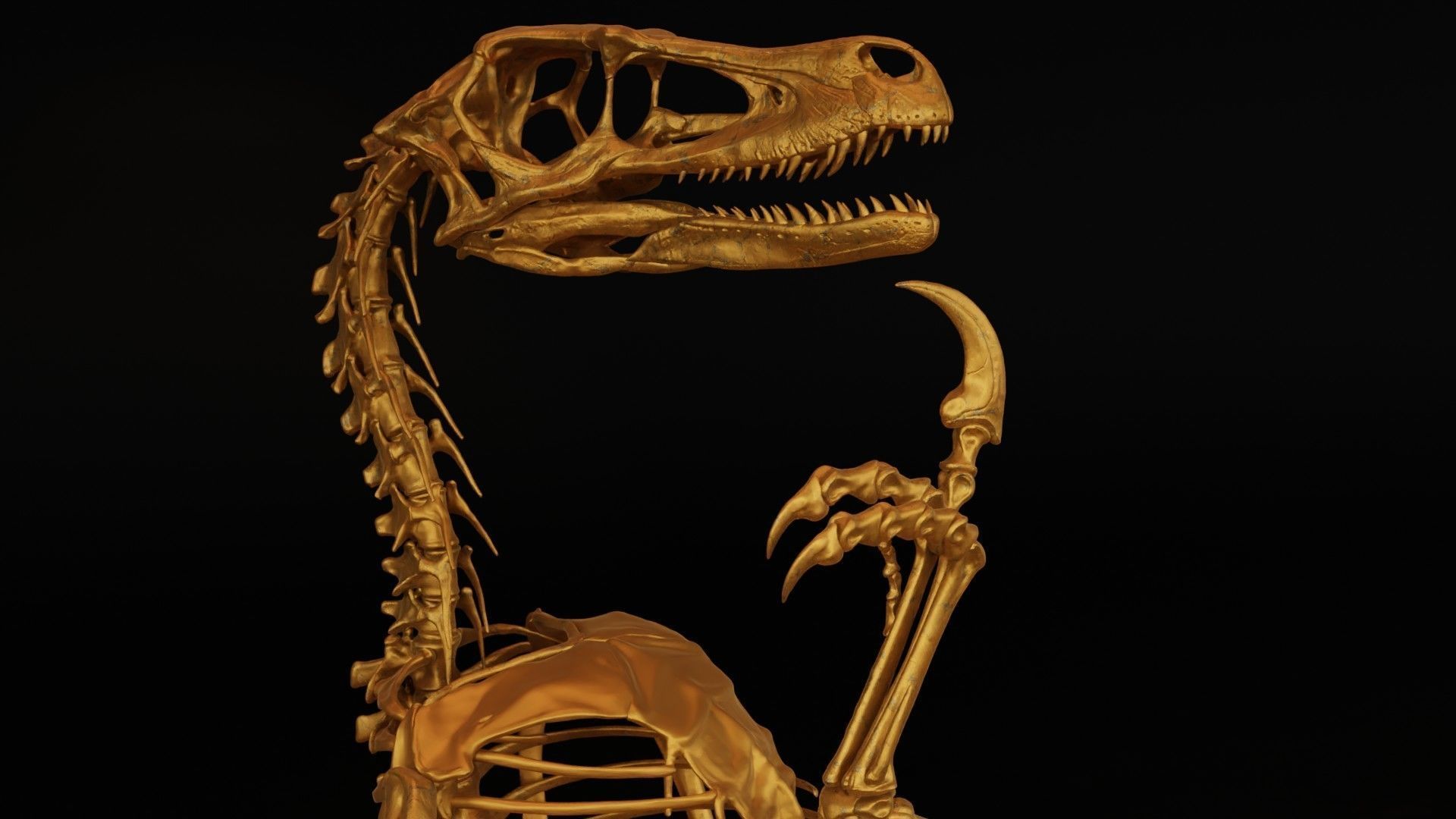 Velociraptor Skeleton Meme Diorama Philosoraptor 3D print model_3