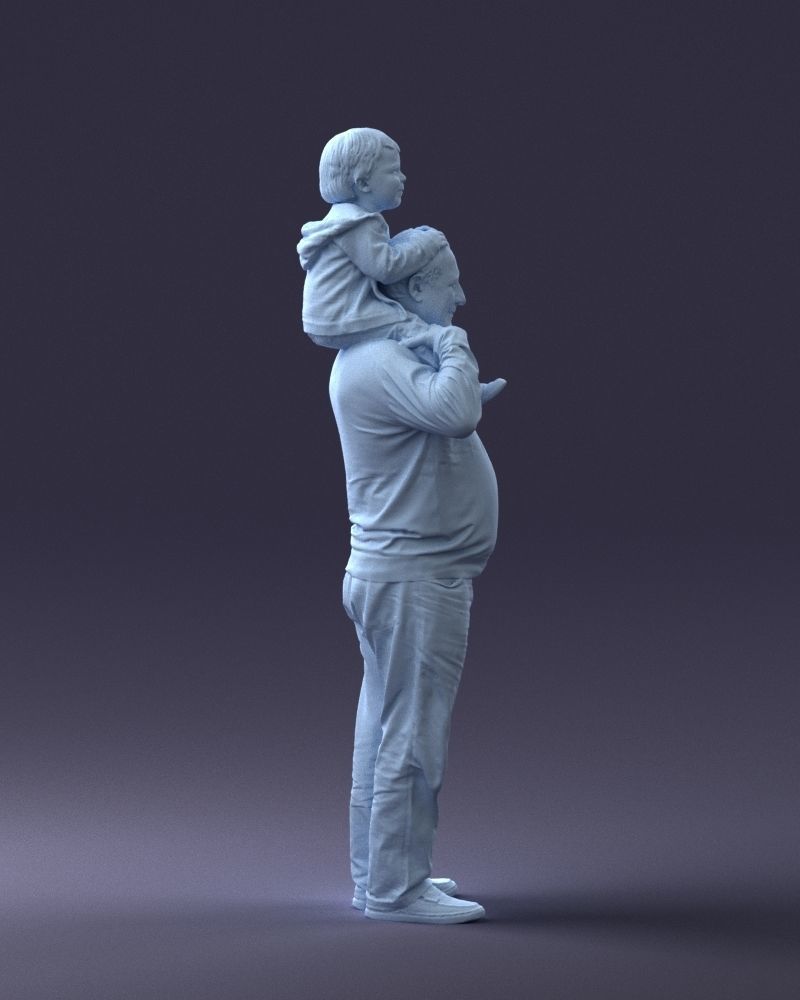 000198 Grandfather with Grandson on Shoulders 1023 3D model_13