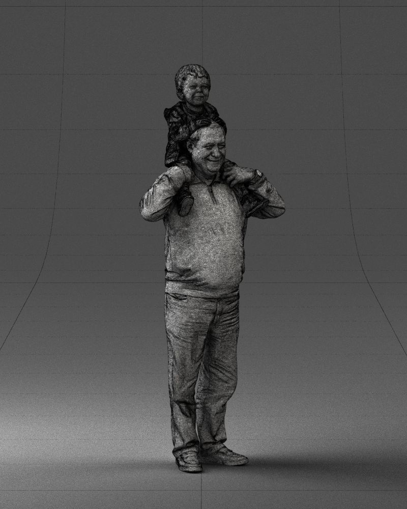 000198 Grandfather with Grandson on Shoulders 1023 3D model_8