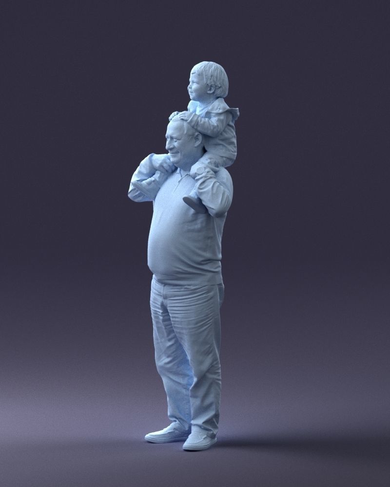 000198 Grandfather with Grandson on Shoulders 1023 3D model_28