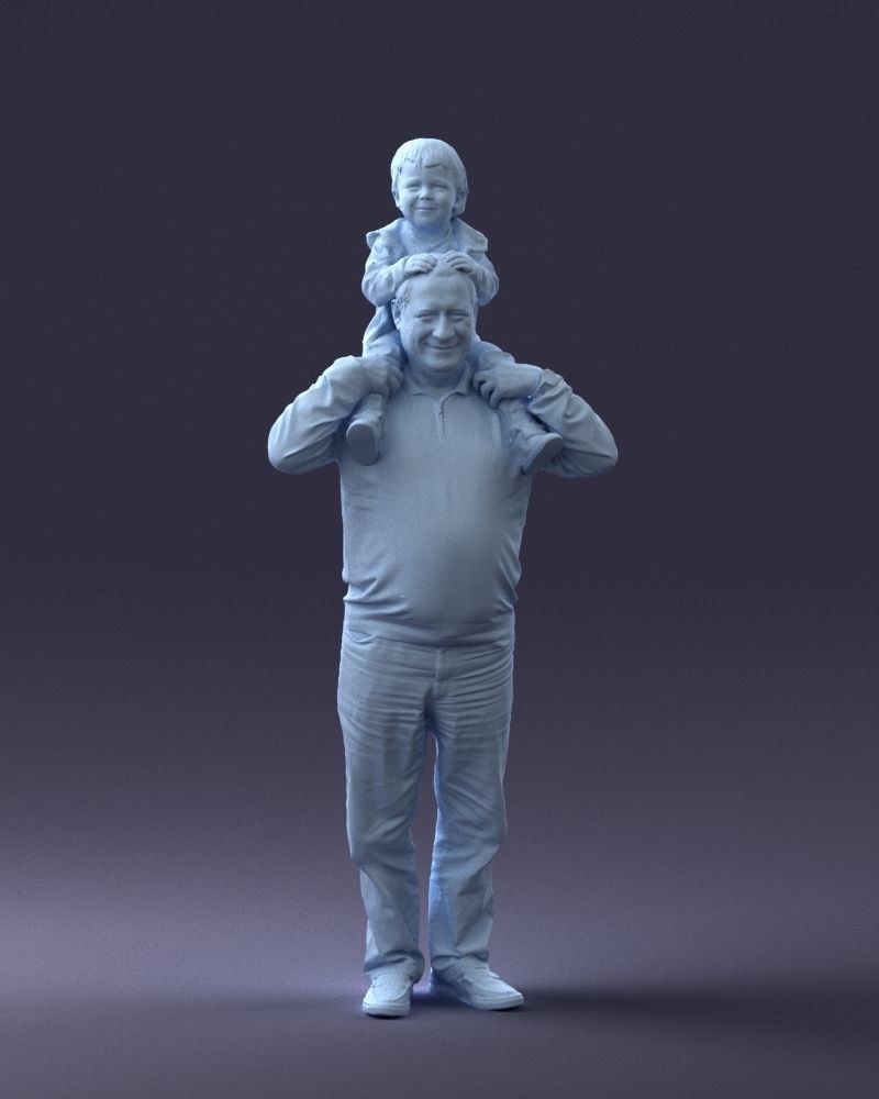 000198 Grandfather with Grandson on Shoulders 1023 3D model_4